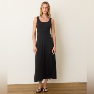 Marine Layer Lexi Ribbed Midi Dress XL Black Fit & Flare Minimalist Capsule
